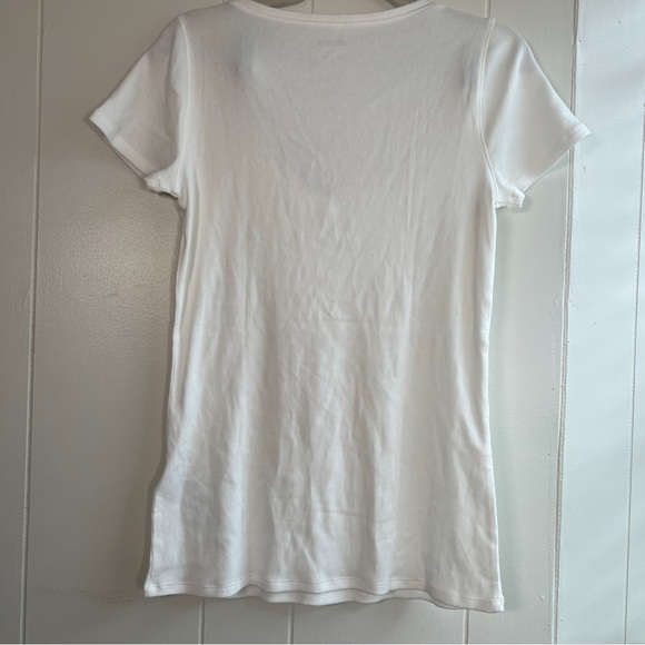 Hollister Women's White Short Sleeve Button Tee size Large NWT - Picture 4 of 7